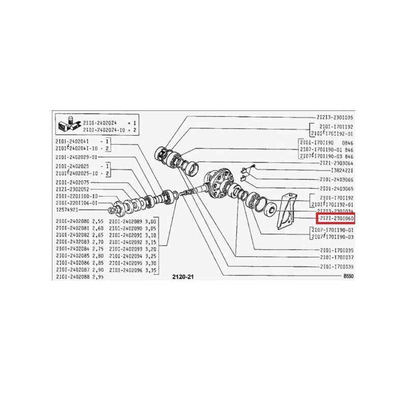 Držiak predného diferenciálu pravý 2121-2301060