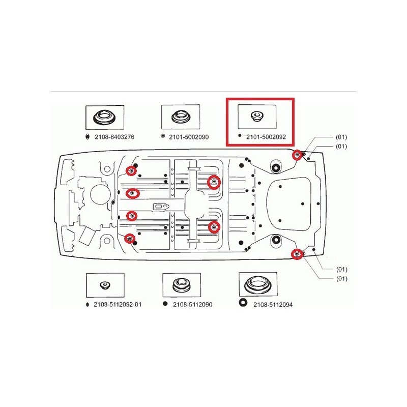 Zaslepka gumička podlahy karosérie 2101-5002090