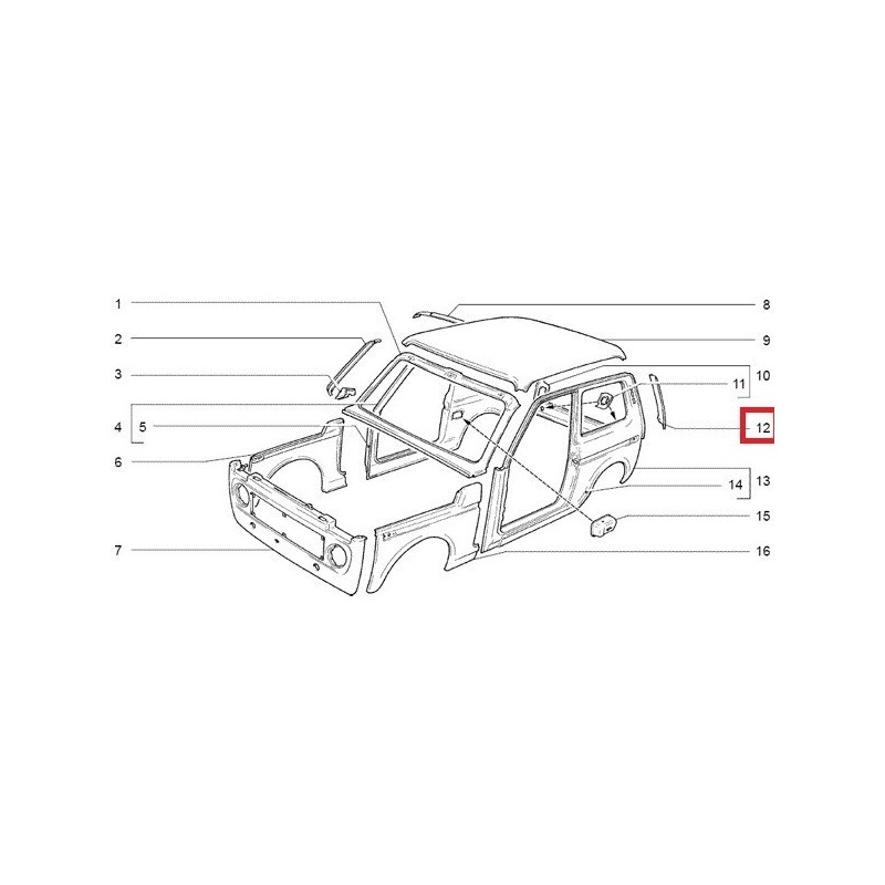 Opravný diel ľavý stĺpik zadných dverí roh 21213-5601013