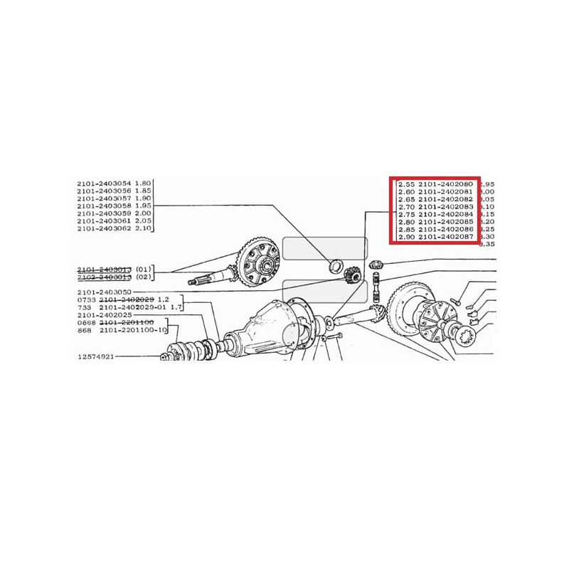 Vymedzovací krúžok zadného diferenciálu 3,20mm 2101-2402093