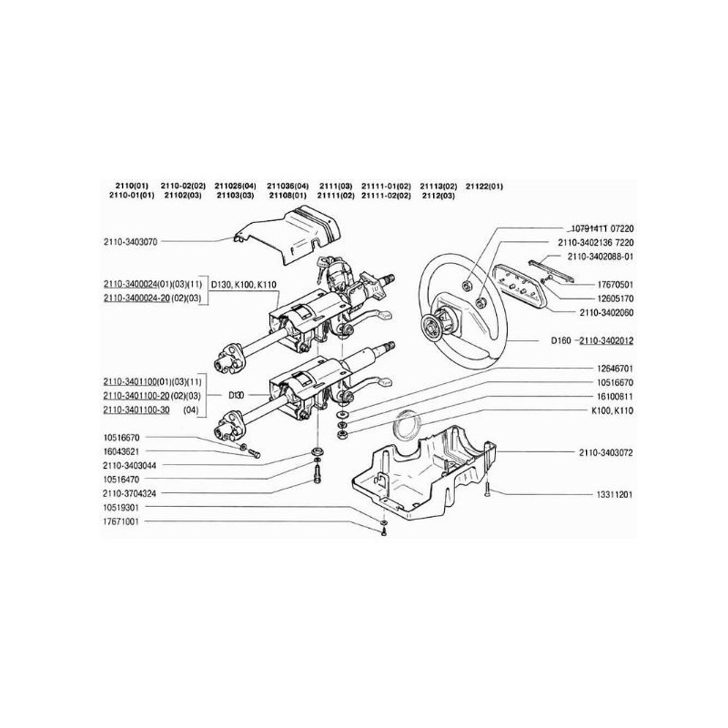 Plastový kryt řízení pro VAZ 2110-3403070